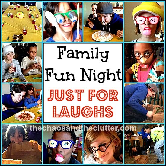 Family Fun Night for Laughs - the Bag Game, the Flour Game and a very creative way to eat spaghetti!