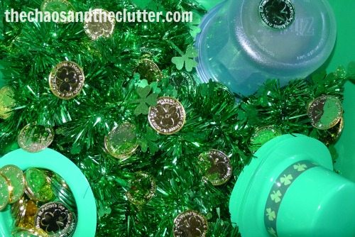 St. Patrick's Day green sensory bin
