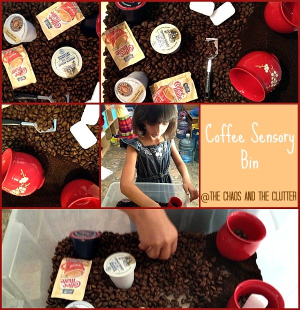 Coffee Sensory Bin at The Chaos and The Clutter