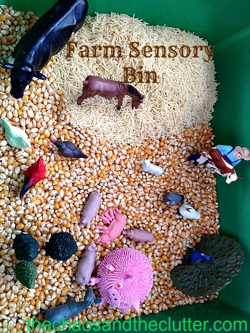 Farm Sensory Bin at The Chaos and The Clutter