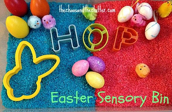 Easter Egg and Bunny Sensory Bin