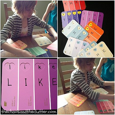 Paint Chip Sight Word Activity