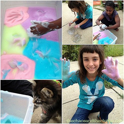 playing with Rainbow Soap Foam