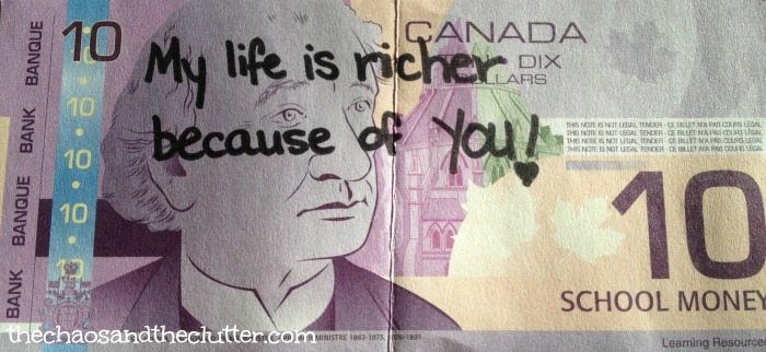 My Life is Richer love note on money