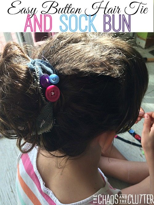 Easy Button Hair Tie and Sock Bun (includes a video on how to make a sock bun)