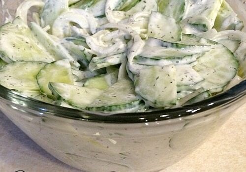 Make-Ahead Creamy Cucumber Salad...perfect for bringing to potlucks!