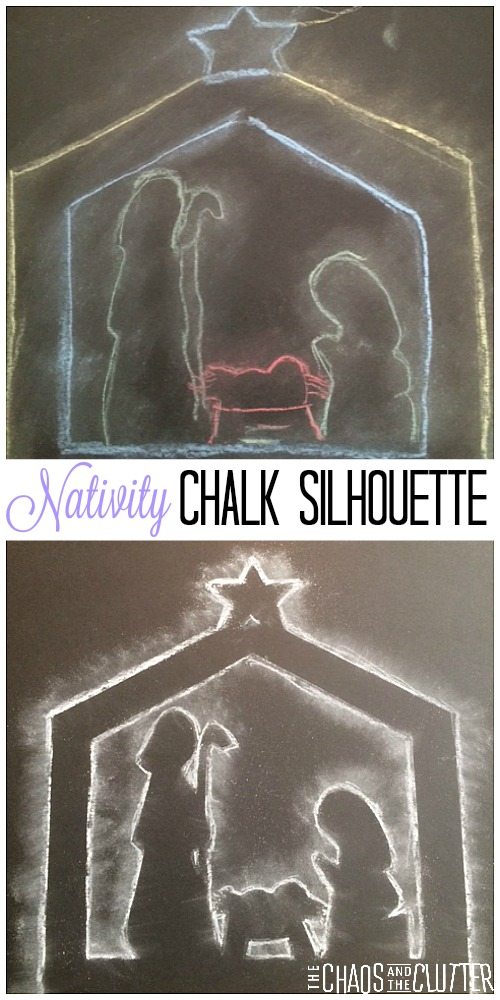 Nativity Chalk Silhouette Christmas Craft for Kids
