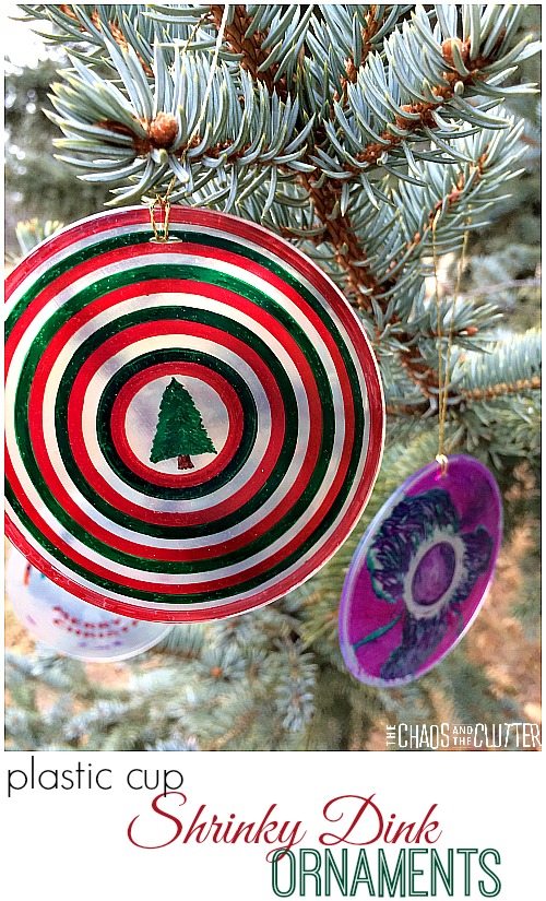 Shrinky Dink Christmas Ornaments made with Plastic Cups. This is a great craft to make with multiple ages from preschooler to adult.