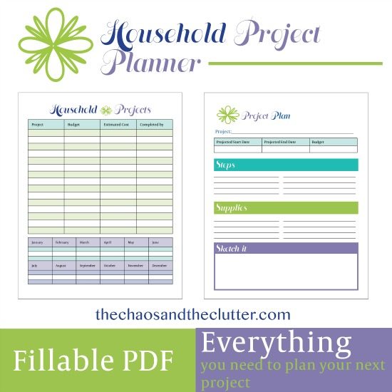 Household Project Planner printables