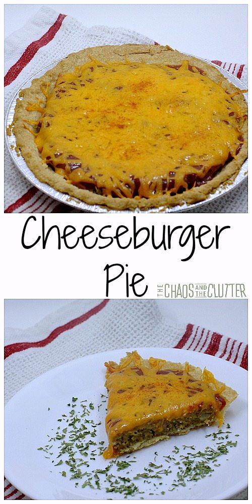 Cheeseburger pie is like the winter version of a delicious BBQ'd hamburger. Kids (and adults) love this recipe! #freezermeals #cheeseburgerpie #kidfriendlymeals #cheeseburger