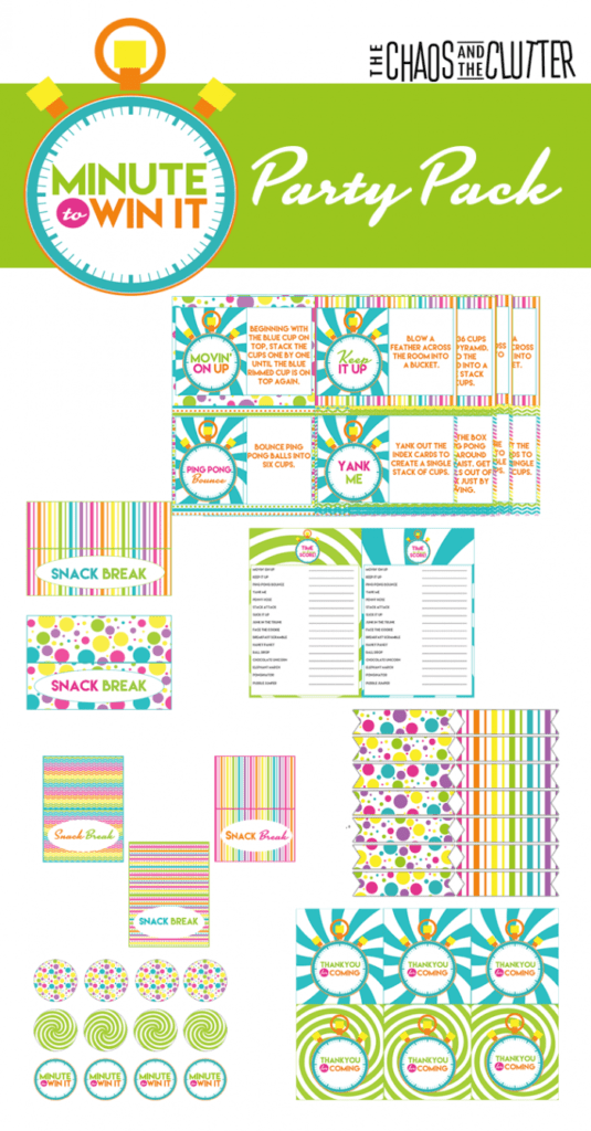 Minute to Win It Printable Party Kit - The Chaos and the Clutter