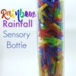 Rainbow Rainfall Sensory Bottle - This discovery bottle is easily made with straws and beads.