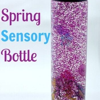 Spring Sensory Bottle with butterflies, flowers and bugs