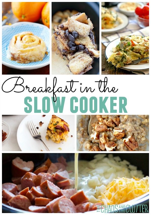 Breakfast in the Slow Cooker recipes including oatmeals, french toast, casseroles, quiches, and more.