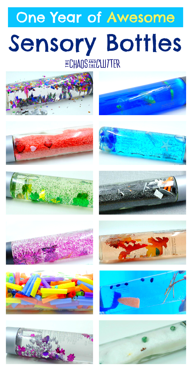 These sensory bottle ideas will take you through a year of themes and ideas, making it easier for you to create your own for the home or classroom.