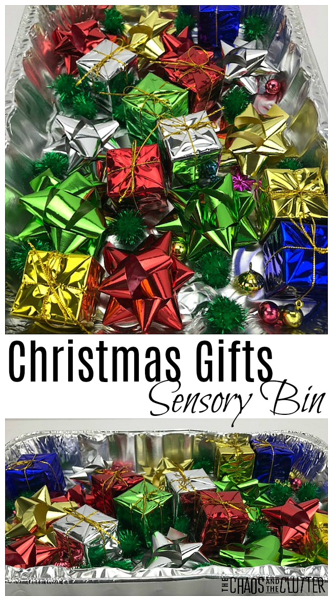 Christmas Gifts Sensory Bin #Christmas #sensorybin #sensoryplay #Christmassensory