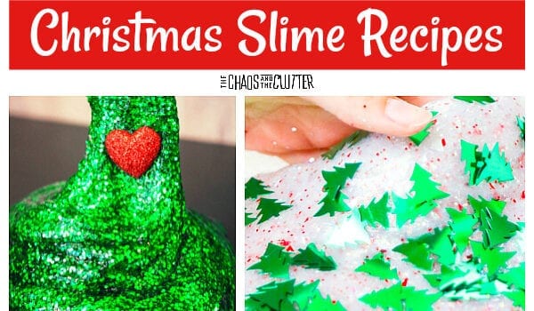 a collage of 7 Christmas themed slimes and the words "The Best Christmas Slime Recipes"