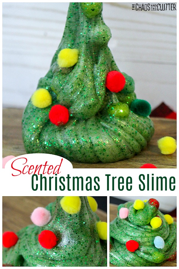 Holiday Scented Christmas Tree Slime Recipe #slime #christmasslime #holidayslime #slimerecipe