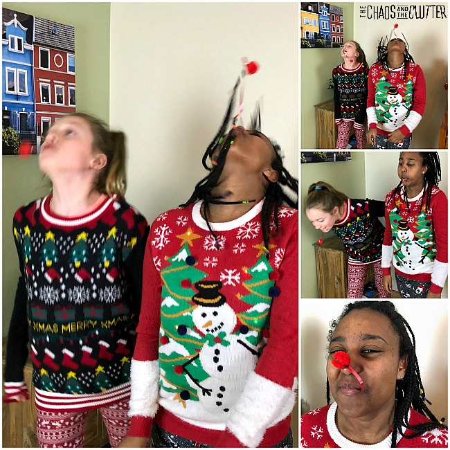 Reindeer Nose Dive Minute to Win It Christmas Game