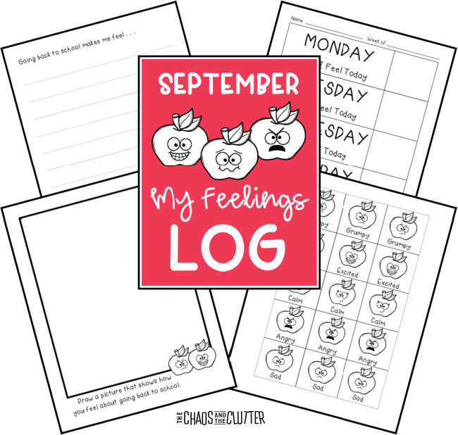 September My Feelings Log collage of printed pages