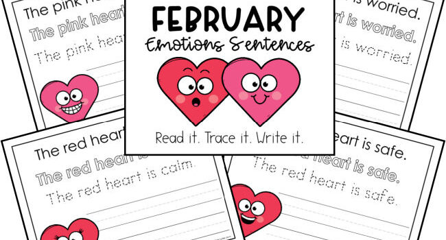 printed pages with sentences and hearts